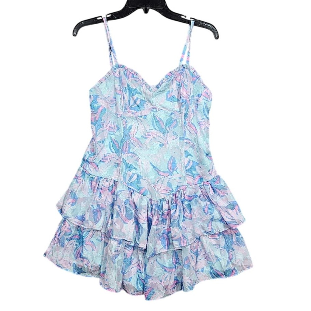 Wild Fable Mini Dress Floral Ruffle Tiered Spaghetti Strap Smocked Medium whimsy